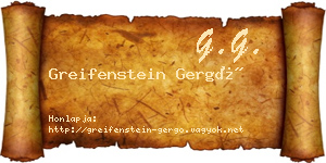 Greifenstein Gergő névjegykártya